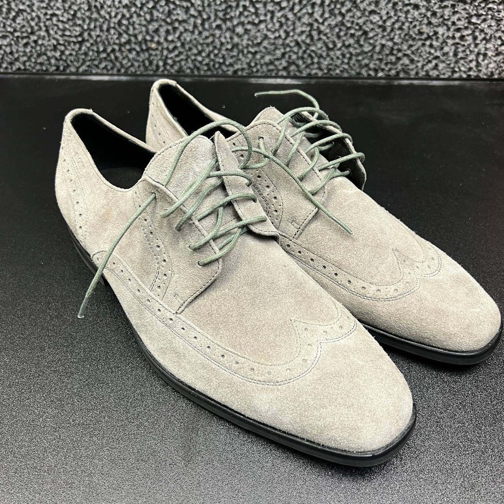 Hugo Boss Dress Shoes Men 8 Gray Suede Derby Lace-Up 50211002
